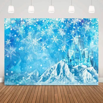 החורף הטירה תמונת רקע פתית השלג הרך הנולד הנסיכה ילדים דיוקן רקע חג המולד שלג כחול צילום אביזרים