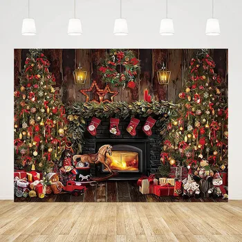 Mehofond מתנת חג המולד תפאורה רקע האח כוכב רצפת עץ צילום רקע הילד חג בסטודיו Photobooth