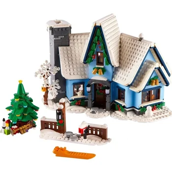 1445Pcs סנטה לבקר 10293 בניין ערכת מתנות לילדים החורף תחנת הרכבת מתנת חג מולד לבנים צעצועים לילדים